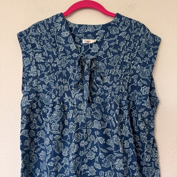 Faherty Cameo Cove Dress Navy Plains Floral Cotton Size Medium Resortwear - Picture 5 of 13
